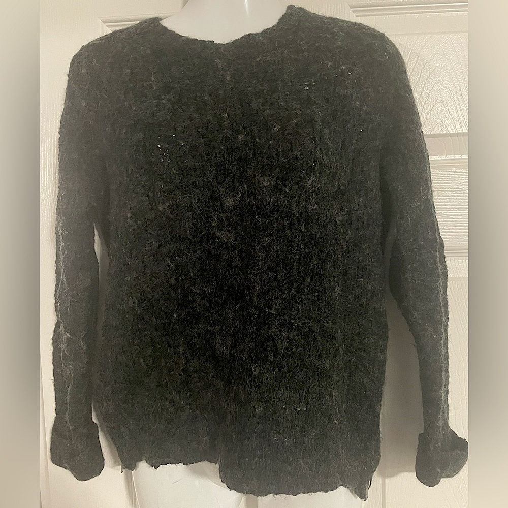 Noisy May wool blend crew neck fuzzy oversized sweater with side zippers size XS